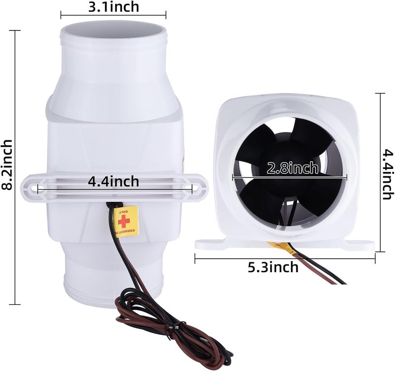 NovelBee Marine Boat DC 24V Electric in-Line Bilge Air Blower Fan Boat Engine Blowers Marine Cabin Engine Ventilation Blower Fan - Image 2